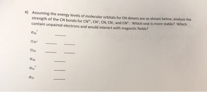 Solved Assuming the energy levels of molecular orbitals for | Chegg.com