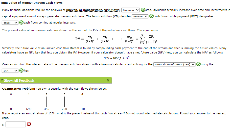 Solved Time Value of Money: Uneven Cash Flows Many financial | Chegg.com