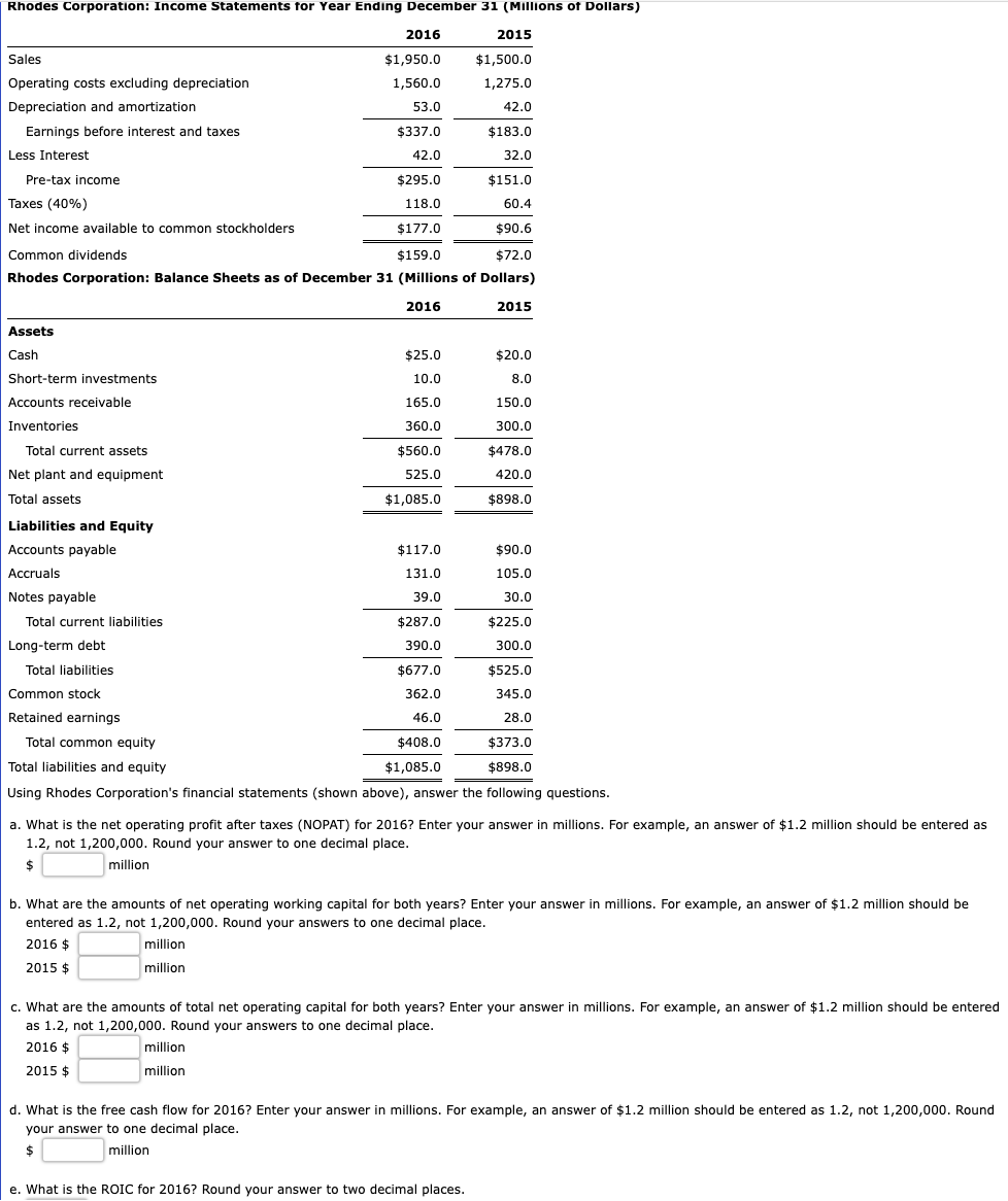 Solved a. What is the net operating profit after taxes | Chegg.com