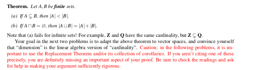 Solved Theorem. Let A, B Be Finite Sets. (a) If A Ç B, Then | Chegg.com