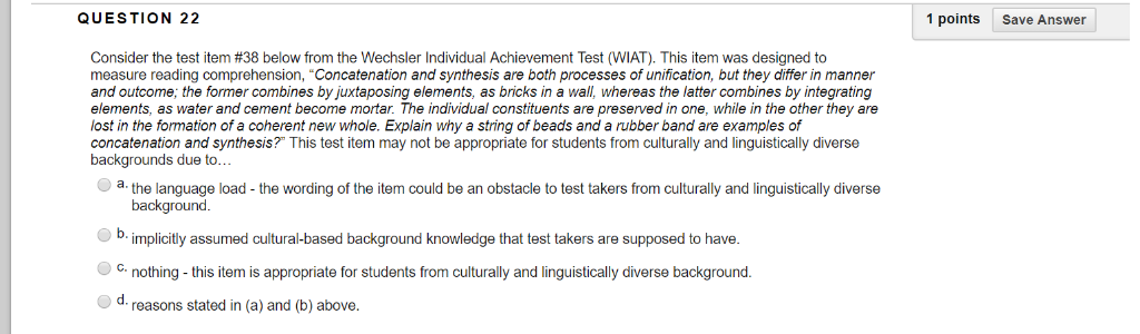 Solved QUESTION 22 1 points Save Answer Consider the test | Chegg.com