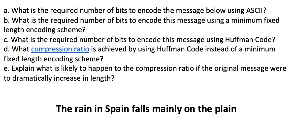 Solved A. What Is The Required Number Of Bits To Encode The | Chegg.com