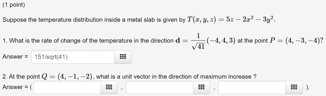 Solved (1 point) Suppose the temperature distribution inside | Chegg.com