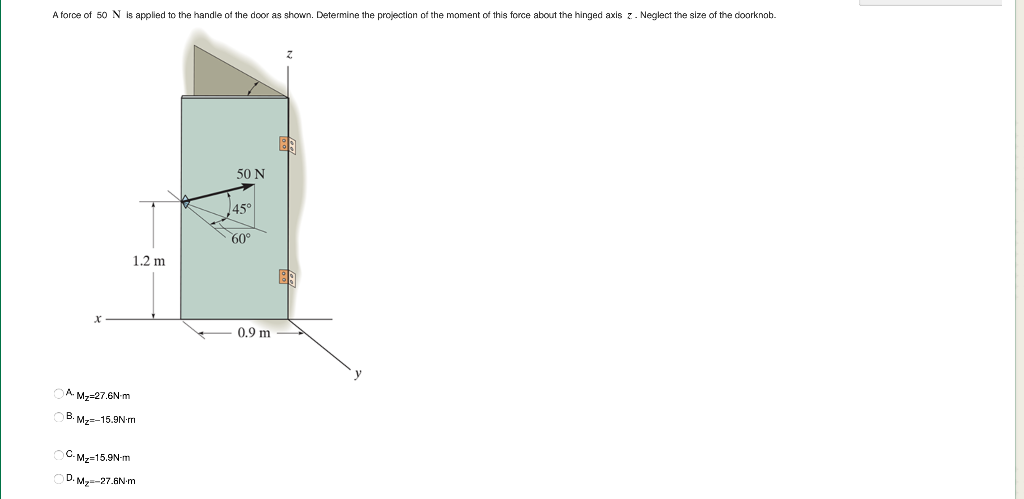 Solved A Force Of 50 N Is Applied To The Handle Of The Do