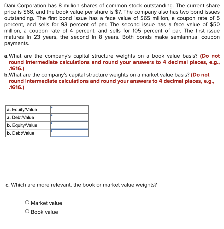 Solved Dani Corporation Has 8 Million Shares Of Common Stock Chegg