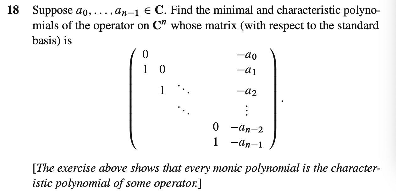 Solved 8 Suppose a0,…,an−1∈C. Find the minimal and | Chegg.com