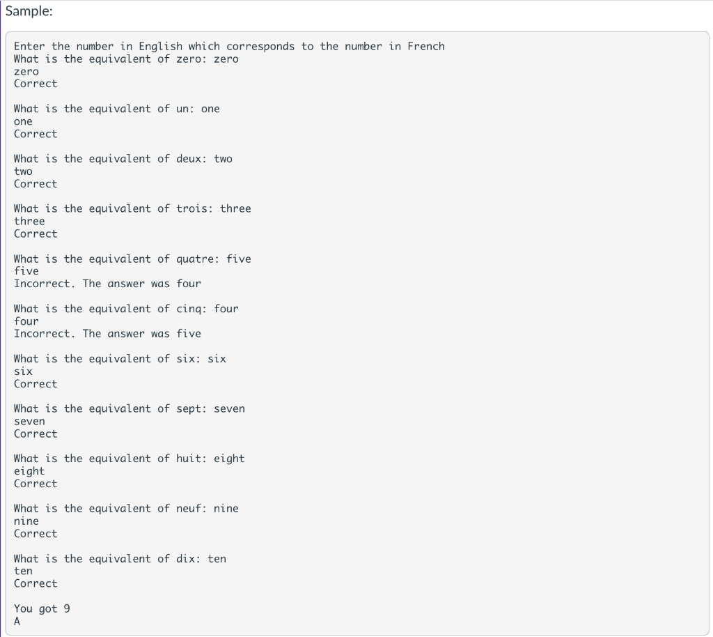 Solved Using PYTHON Use Spanish Numbers 1-10 1. uno 2. | Chegg.com