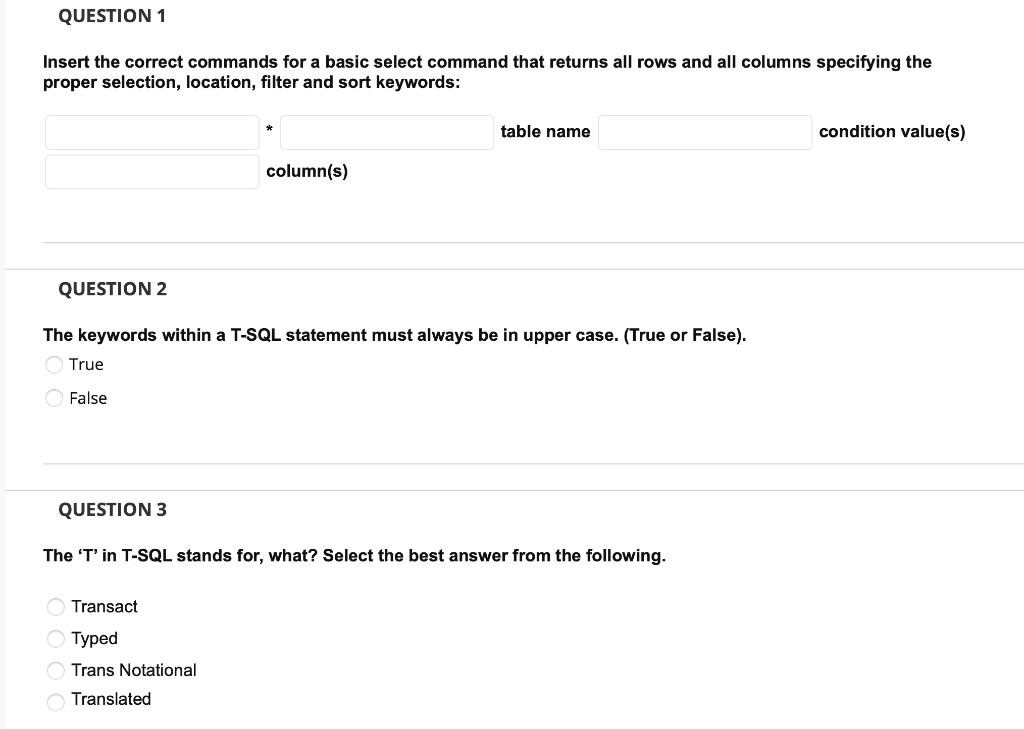 Solved QUESTION 1 Insert the correct commands for a basic | Chegg.com