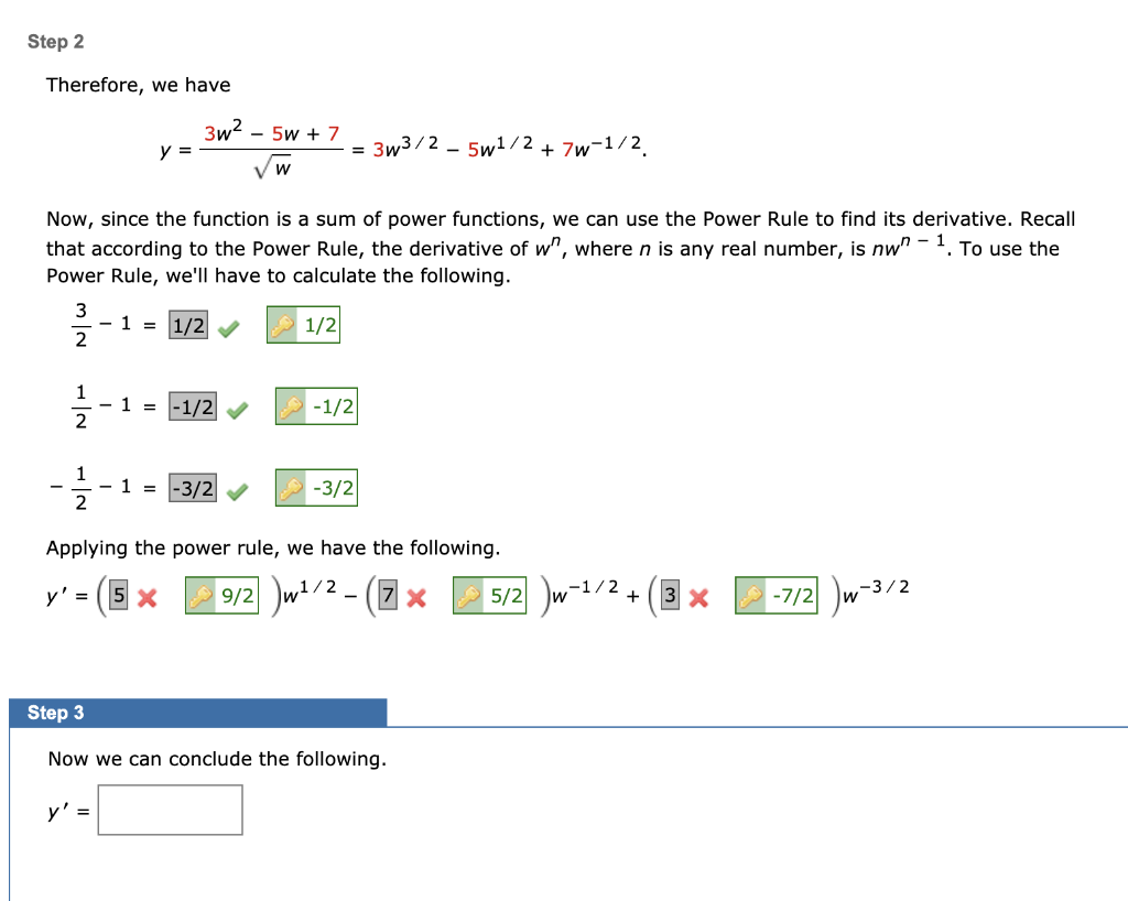 Solved Step 2 Therefore We Have 3w2 5w 7 Y 3w32 0007