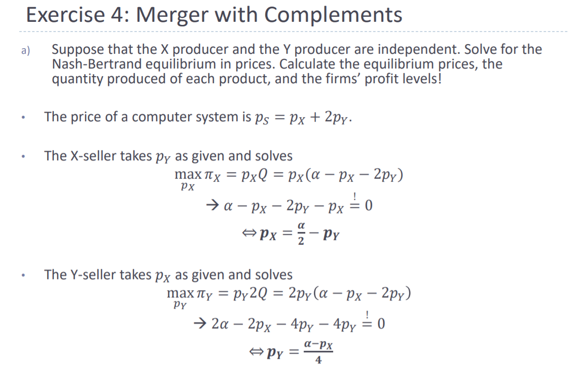 Merger Math Solved Merger with Complements 4. Consider a merger among | Chegg.com