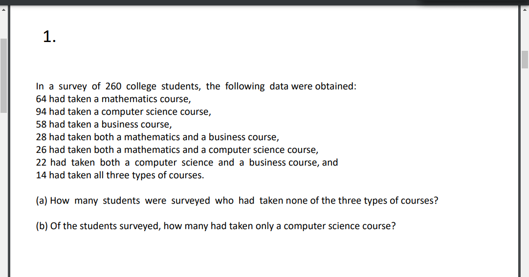 solved-1-in-a-survey-of-260-college-students-the-following-chegg