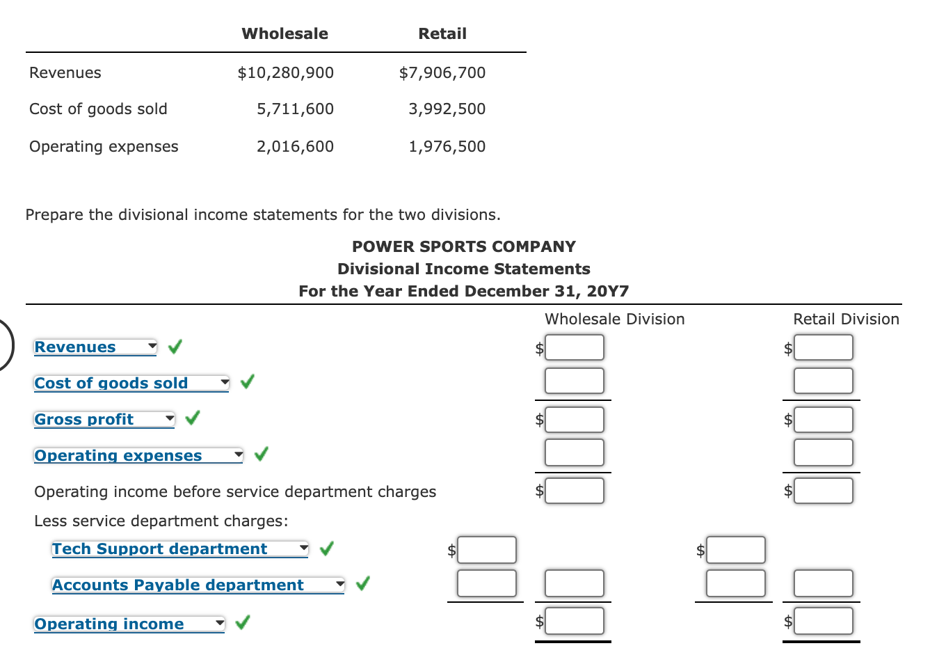 Solved Divisional Income Statements with Service Department | Chegg.com