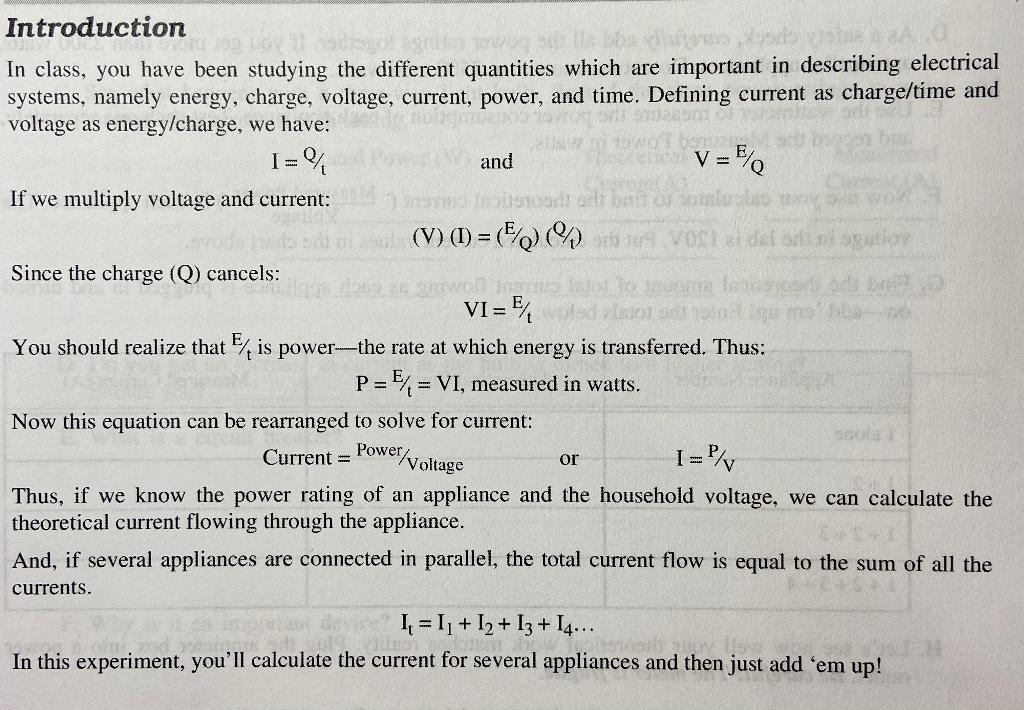 Solved V-E VI=/ Introduction In class, you have been | Chegg.com