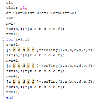 Solved clc clear all a=10;b=20;c=30;d=40;e=50;f=60; ;=d== | Chegg.com