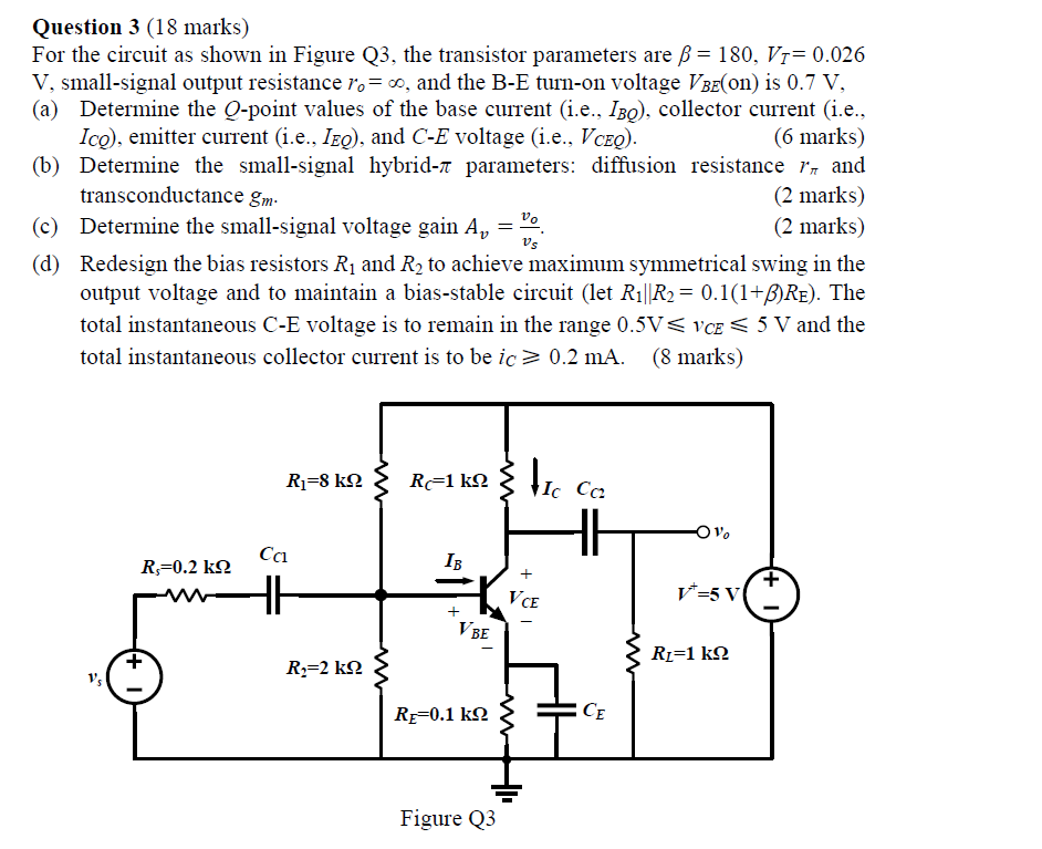 Solved Question 3 (18 marks) For the circuit as shown in | Chegg.com