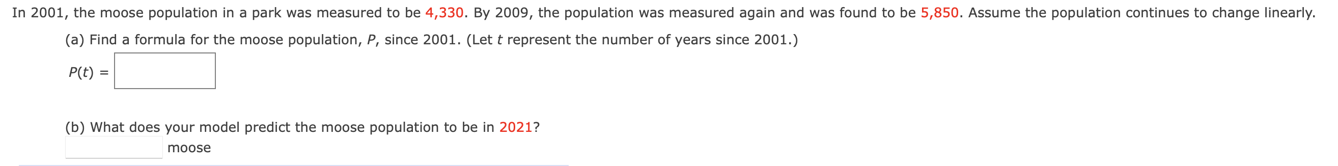 Solved (a) Find a formula for the moose population, P, since | Chegg.com