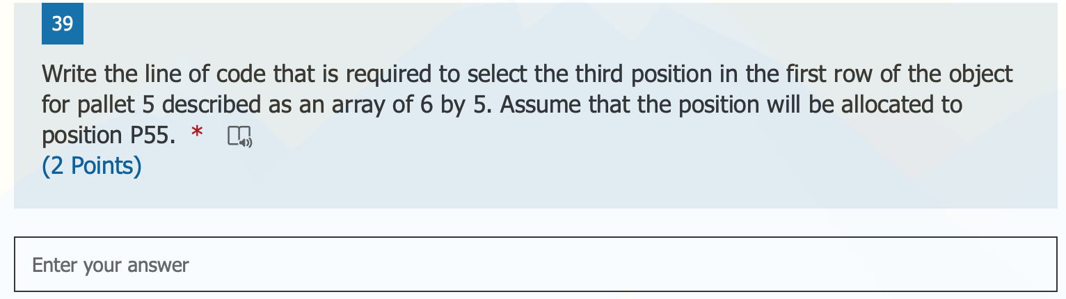 Solved 39 Write the line of code that is required to select | Chegg.com