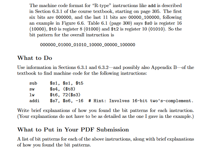 Solved The machine code format for “R-type