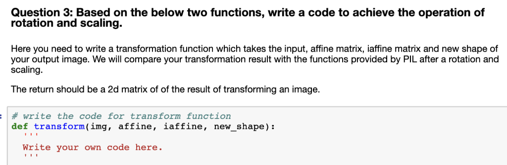 Question 3: Based on the below two functions, write a | Chegg.com