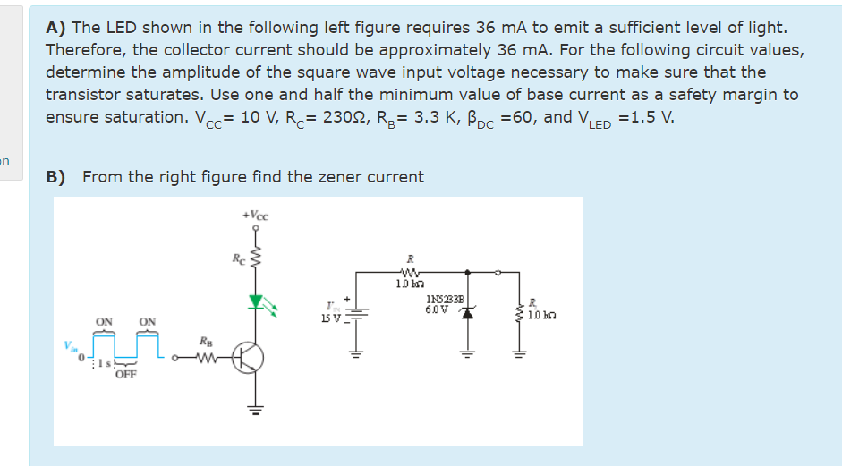 Solved A) The LED Shown In The Following Left Figure | Chegg.com