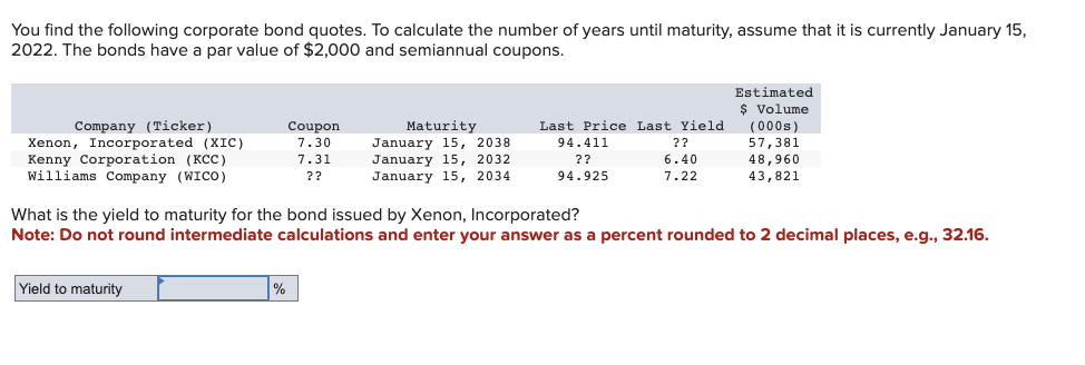 Solved You find the following corporate bond quotes. To | Chegg.com