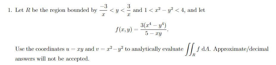 Solved 1. Let R be the region bounded by x−3 | Chegg.com