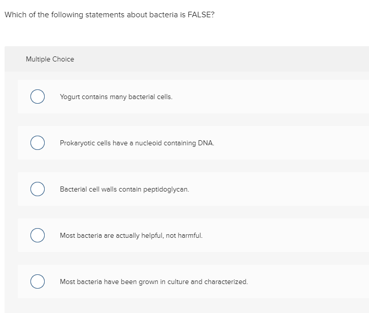 Solved Which Of The Following Statements About Bacteria Is | Chegg.com Solved Which Of The Following Statements About Bacteria Is | Chegg.com