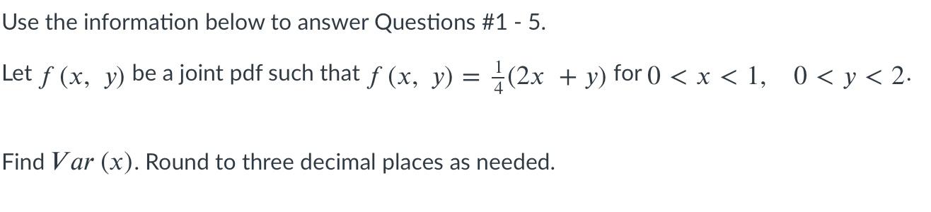Solved Use the information below to answer Questions #1 - 5. | Chegg.com