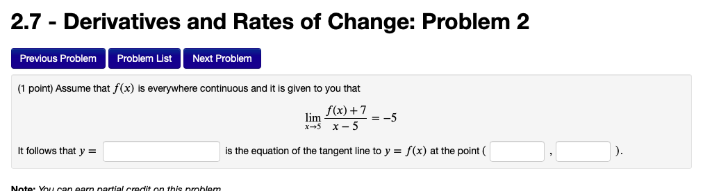 Solved 2.7 - Derivatives and Rates of Change: Problem 2 | Chegg.com