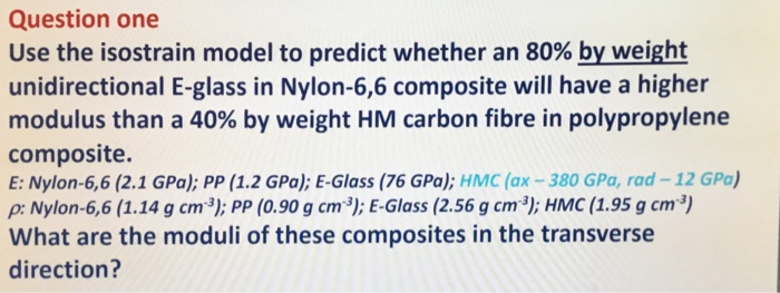 Solved Question one Use the isostrain model to predict | Chegg.com