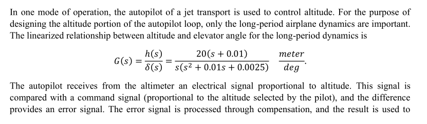 Solved In One Mode Of Operation, The Autopilot Of A Jet 