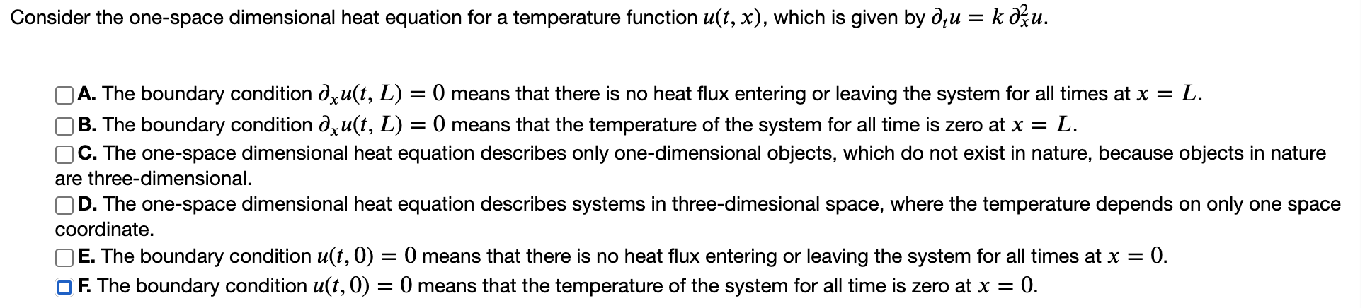 Solved Consider the one-space dimensional heat equation for | Chegg.com