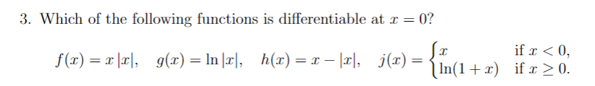 Solved Which Of The Following Functions Is Differentiable At