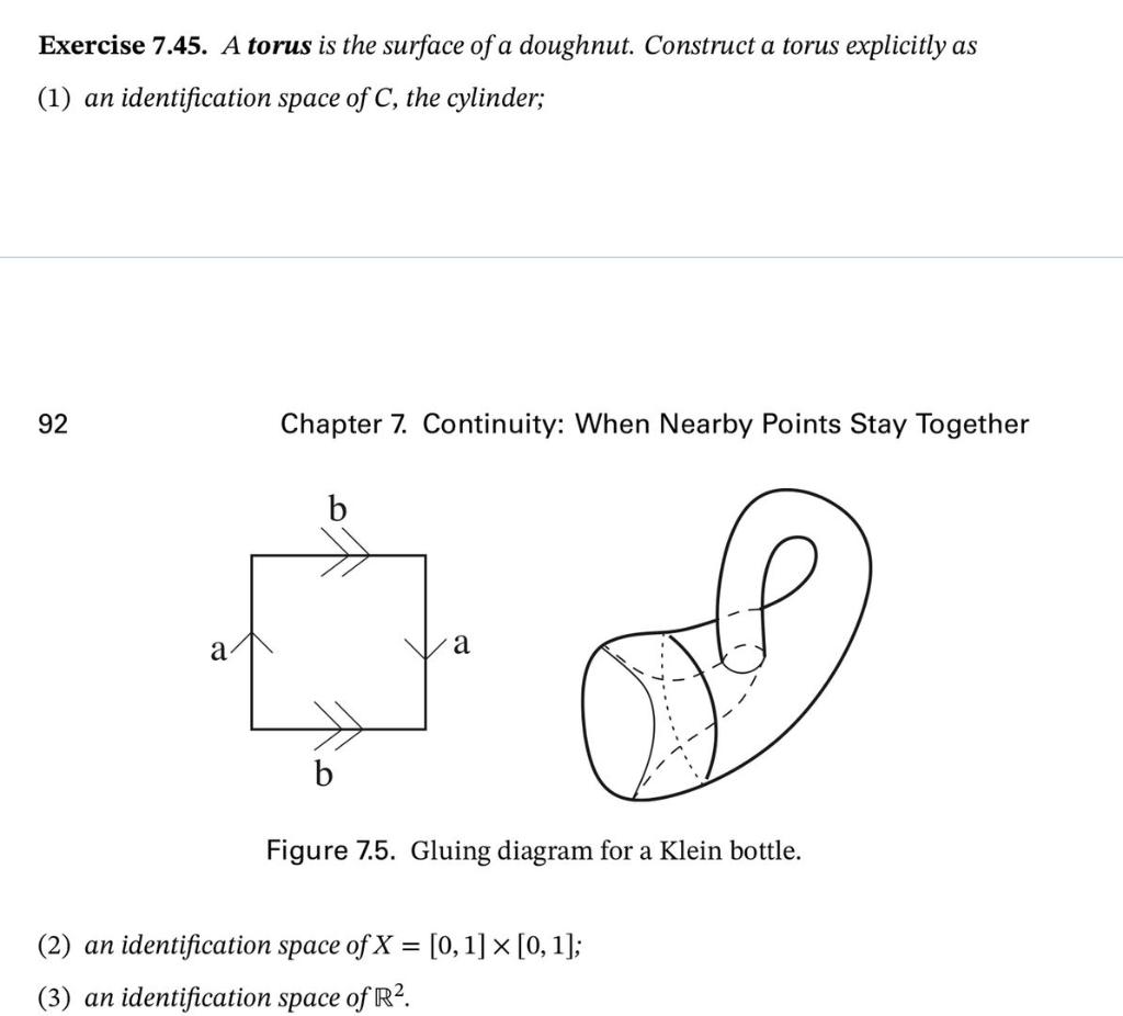 Solved Exercise 7.45. A torus is the surface of a doughnut. | Chegg.com