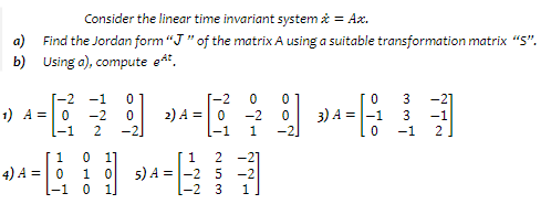 Solved Consider the linear time invariant system i = Ax. a) | Chegg.com