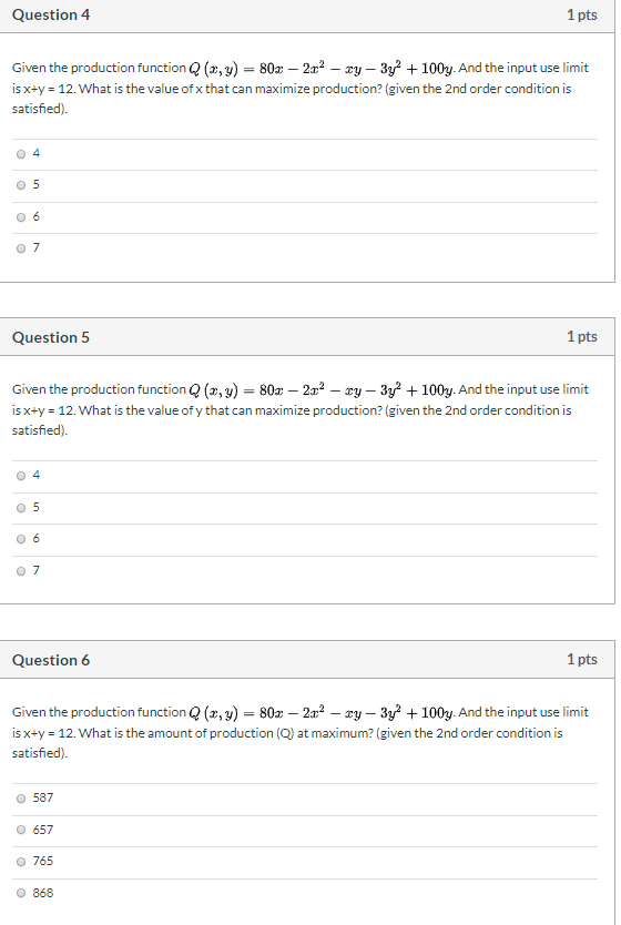 Solved Question 4 1 Pts Given The Production Function Q Y Chegg Solved Question 4 1 Pts Given The Production Function Q Y Chegg