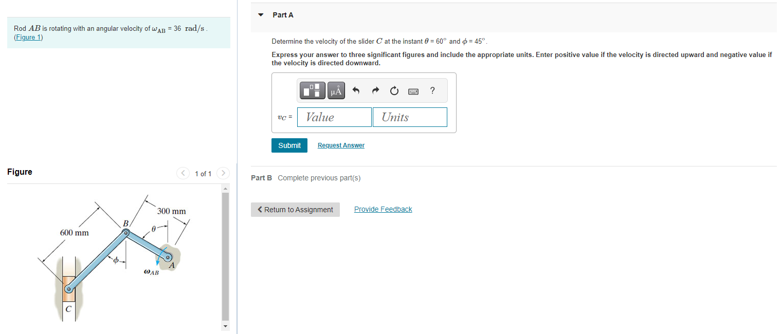 Solved Rod AB is rotating with an angular velocity of | Chegg.com