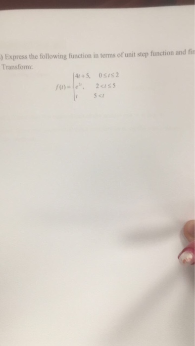 Solved Express the following function in terms of unit step | Chegg.com