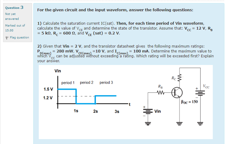 Solved For the given circuit and the input waveform, answer | Chegg.com