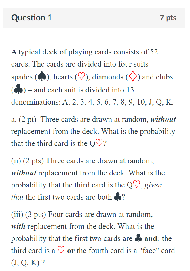 [Solved] A typical deck of playing cards consists of 52 c