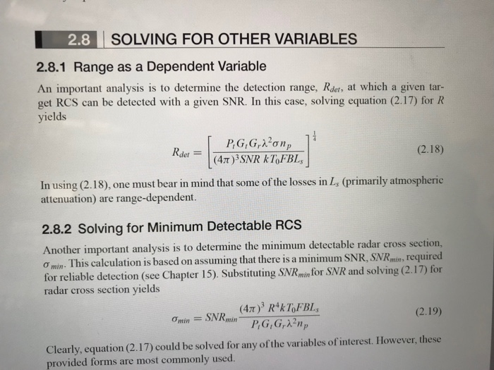 Solved CHAPTER 2I The Radar Range Equation 9 A radar system