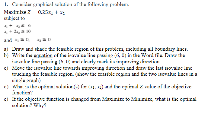 Solved 1 Consider Graphical Solution Of The Following Chegg
