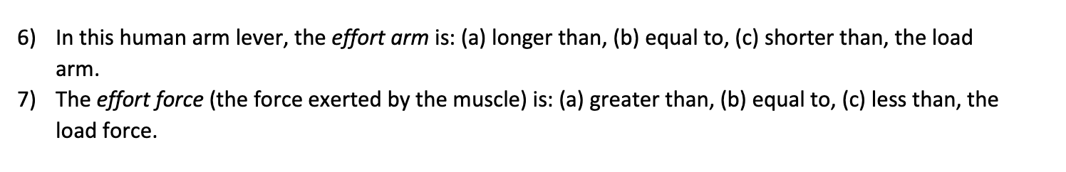 Solved 2.1.2 Human Arm In the previous lever system the load | Chegg.com