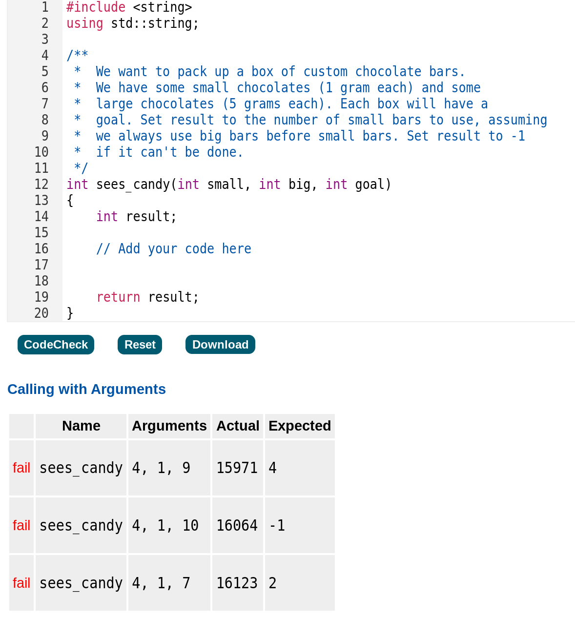Solved Calling with Arguments | Chegg.com