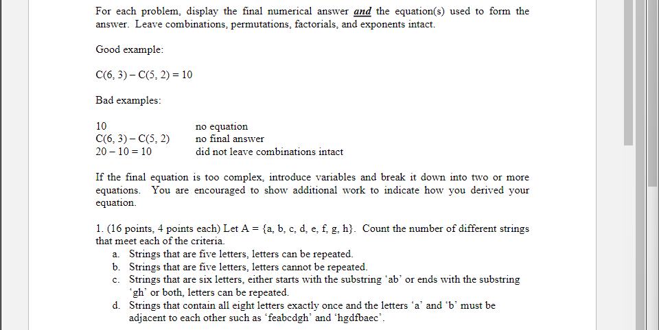 Solved For each problem, display the final numerical answer | Chegg.com