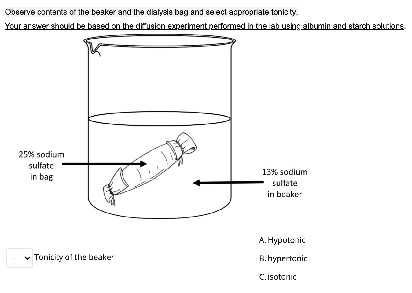 Solved Observe the contents of the beakers and the dialysis
