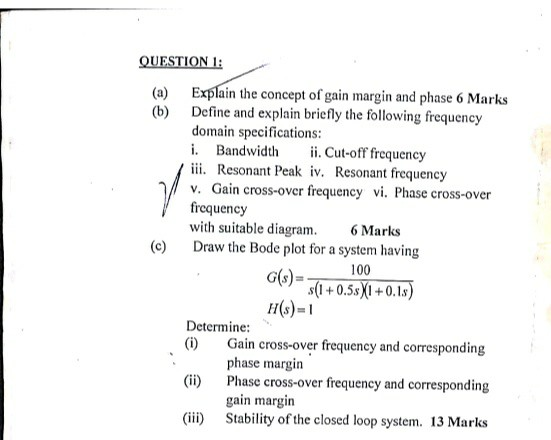 Solved QUESTION 1: (a) (b) Explain the concept of gain | Chegg.com