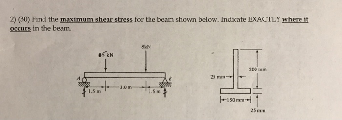 Solved Find the maximum shear stress for the beam shown | Chegg.com