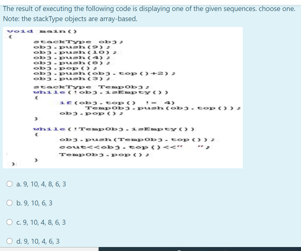Solved The Result Of Executing The Following Code Is Chegg Com