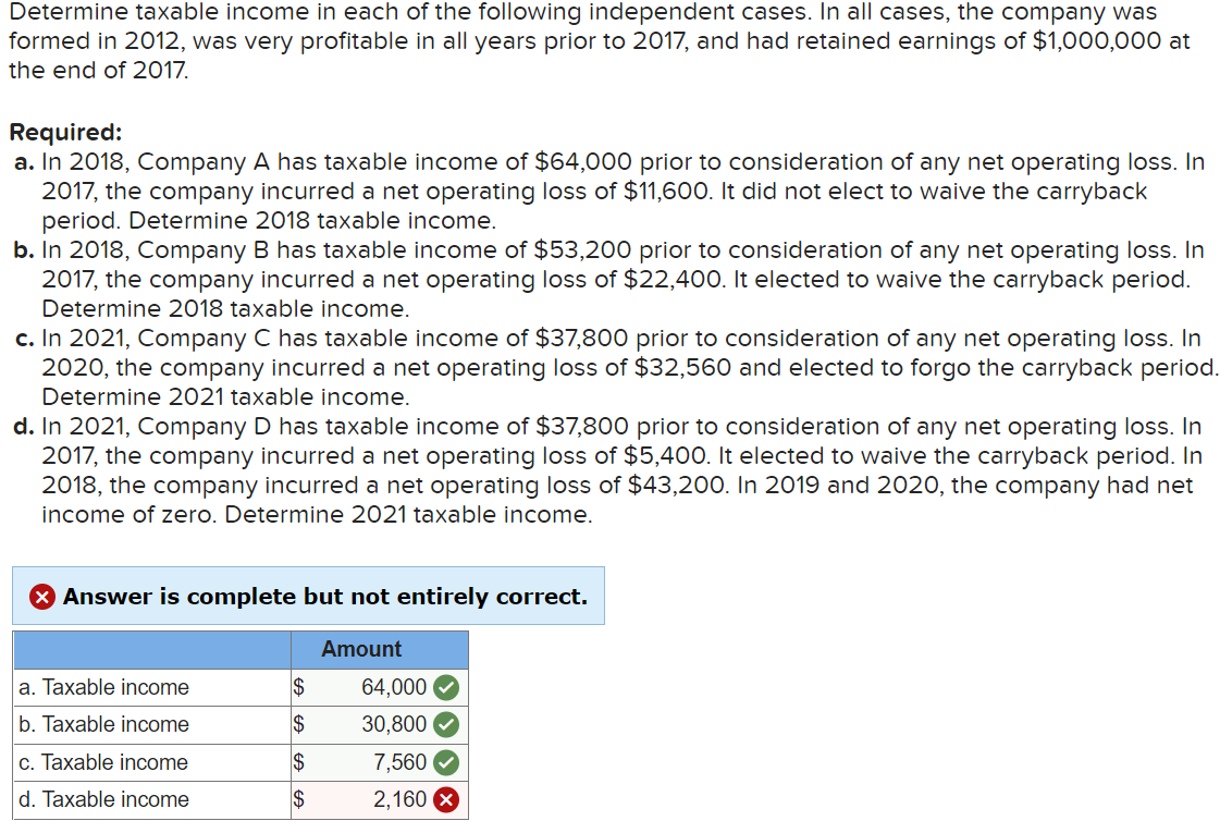 Solved Determine Taxable Income In Each Of The Following | Chegg.com